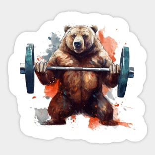 bear lifting weight Sticker